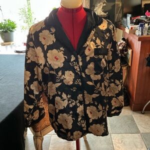 Simon Chang Black and Cream Floral Blazer